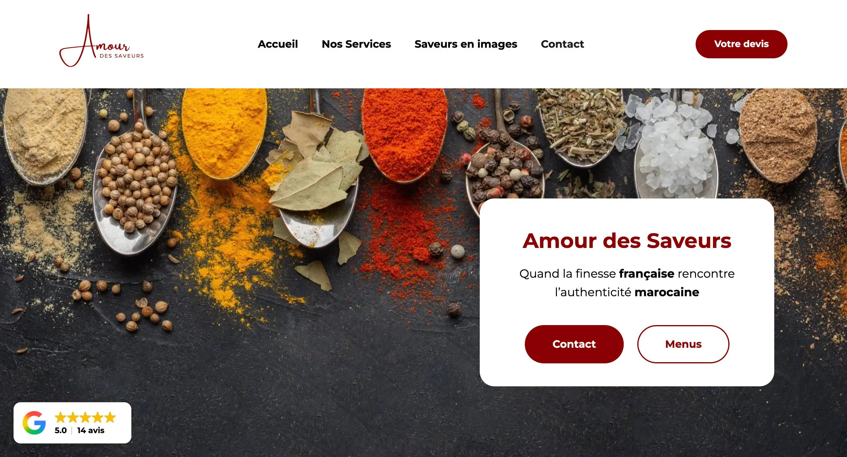 Amour des Saveurs — aperçu du site créé par Marketery