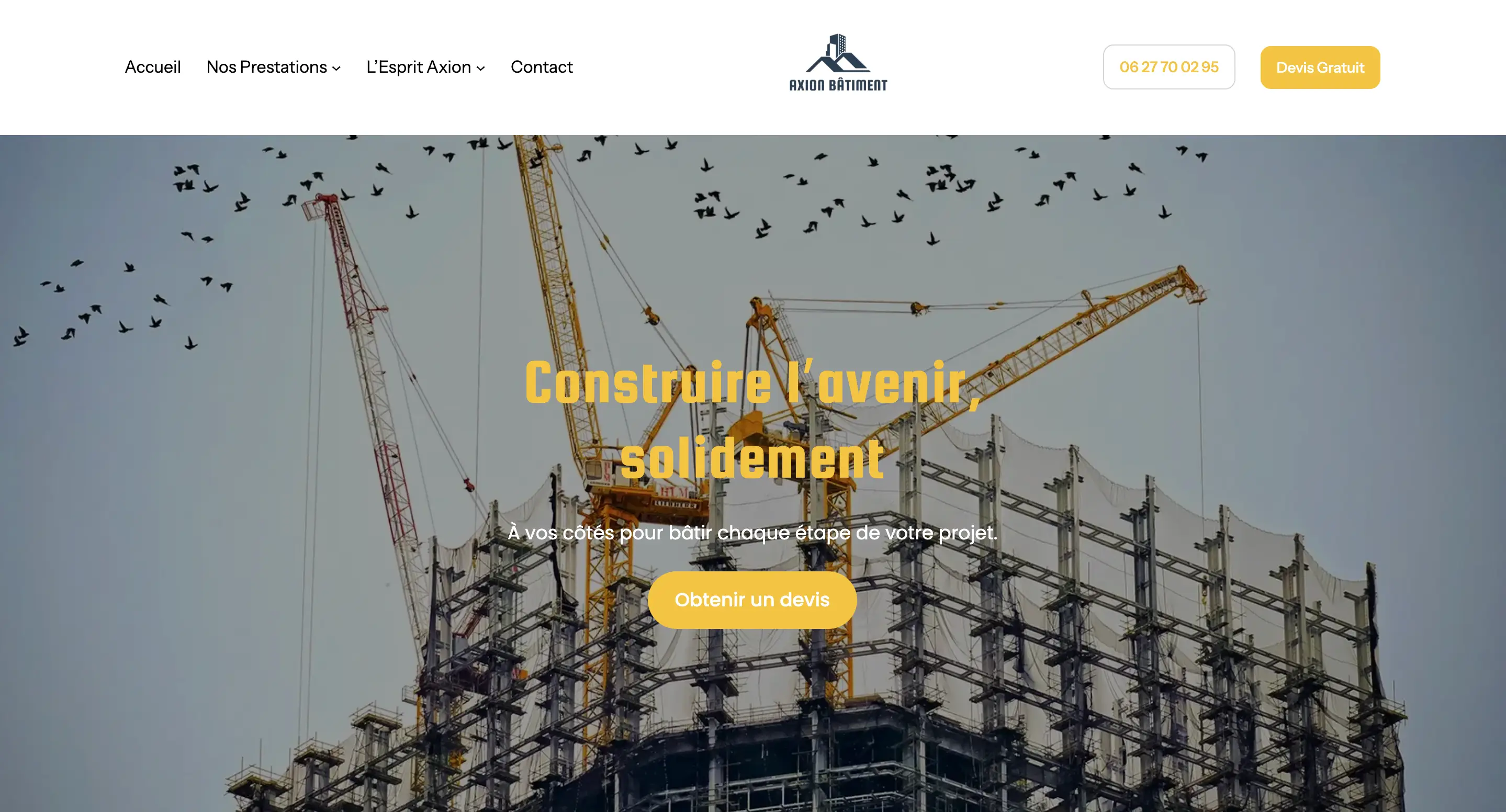 Axion Bâtiment — aperçu du site créé par Marketery