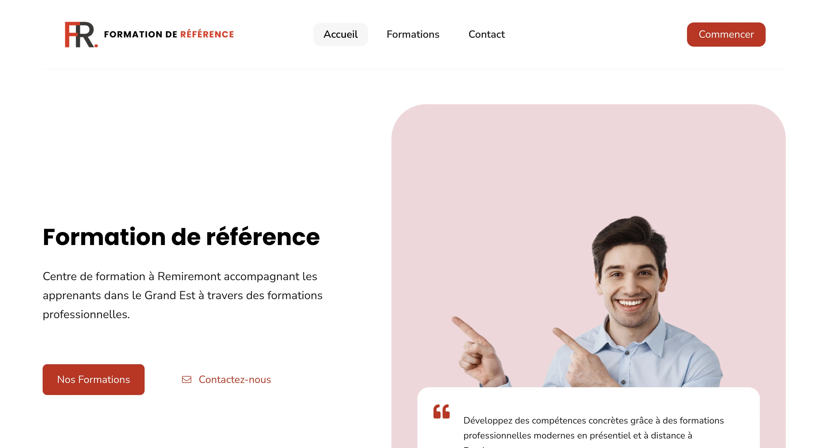Formation de Référence — aperçu du site créé par Marketery