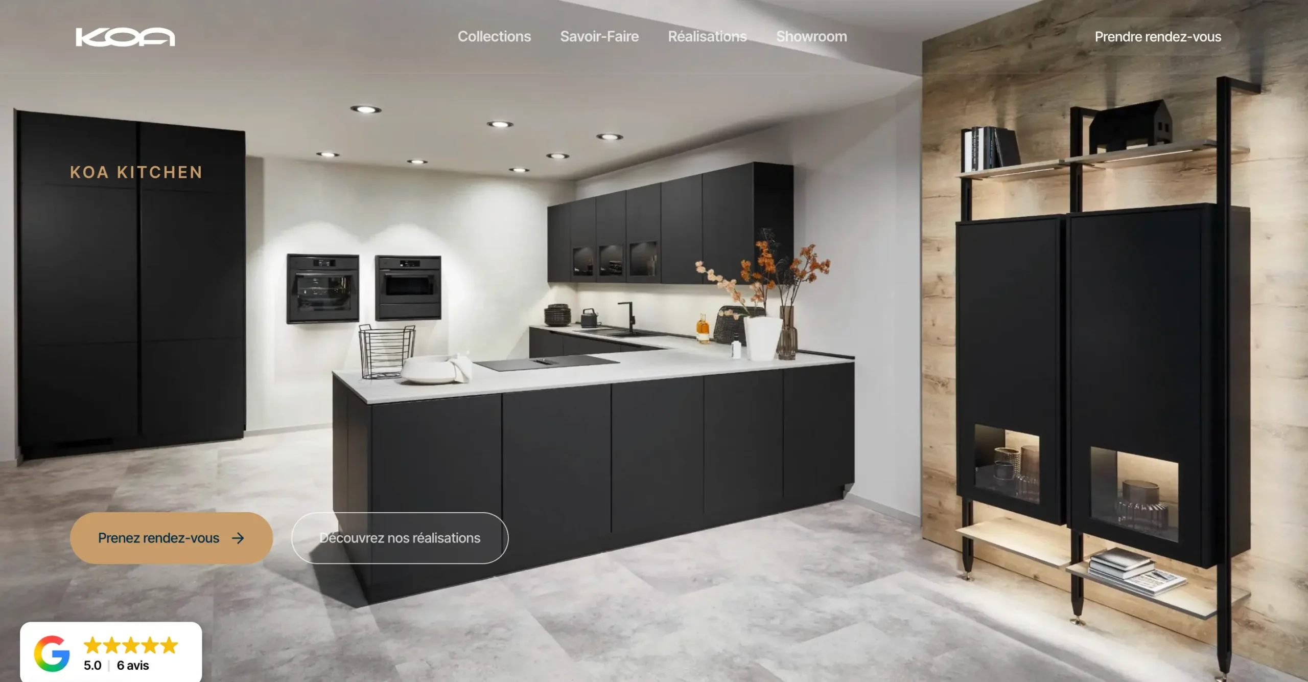 Koa Kitchen — portfolio d'un site créé par Marketery